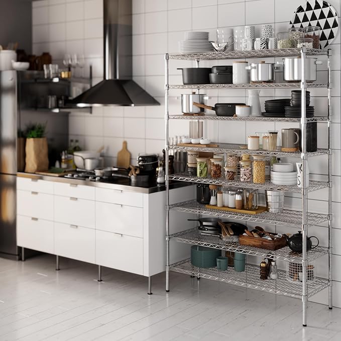 18" Deep x 48" Wide x 74" Height Wire Shelving Kit | 8-Tier | NSF Commercial Storage Rack Unit