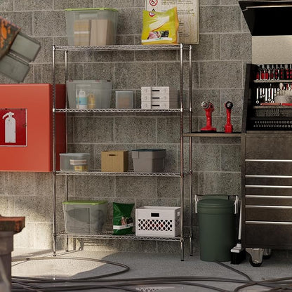 14" Deep x 48" Wide x 74" Height Wire Shelving Kit | 4-Tier | NSF Commercial Storage Rack Unit