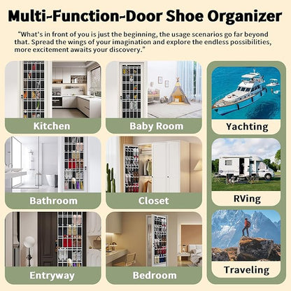 PAULONE Over the Door Organizer with 30 Large Pockets, 3 Sizes of Closet Hangers, Holds up to 69 lbs, Hanging Organizer with Clear Window for Children's Toys, Shoes, Diapers (Black)