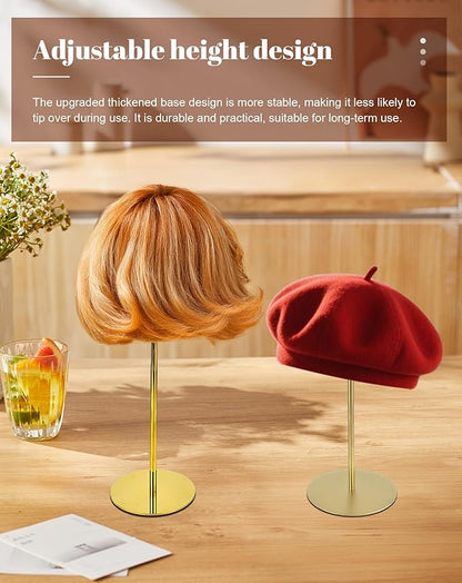CHADWICK Adjustable Stainless Steel Hat Display Stand - Hollow Golden - Perfect for Home and Boutique Hat Showcasing