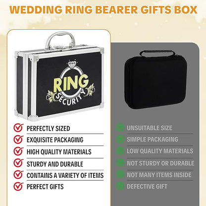 Ring Security Wedding Ring Bearer Aluminum Briefcase-Padded Slits Holder Ring Bearer Gifts Security Box for Proposal Ceremony Wedding Day,Security Badge Props for Boys Kids