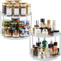 2 Set 2 Tier Non-Skid Acrylic Lazy Susan Organizer - Rotating Spice Rack - Turntable Spinning Organization for Kitchen, Pantry, Countertop, Closet, Bathroom, Vanity, Medicine Cabinet Organizing, 12''