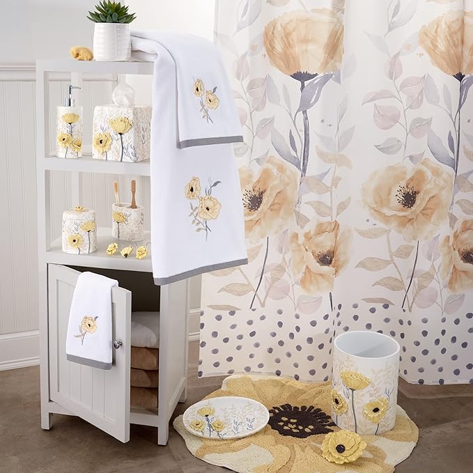 Avanti Linens - Vanity Tray, 100% Hand-Painted Resin Bathroom Accessories, Floral Home Decor (Marielle)
