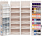Door Shoe Organizer with 6 Extra Large Pockets and 12 Side Pockets, Large Capacity Hanging Storage Organizer with Clear Window for Shoes, Diapers, Beige, 6 Layers, 4-Pack
