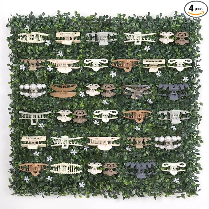 SNOWSTAR Green Grass Claw Clip Organizer Holder,Claw Clip Holder and Storage Decoration,20*20 inch Hair Clip Organizer Grass Greenery Stand for Women and Girl,Hair Clips Decor Display for Wall Green
