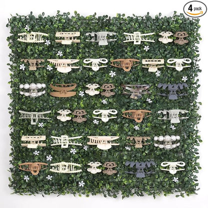 SNOWSTAR Green Grass Claw Clip Organizer Holder,Claw Clip Holder and Storage Decoration,20*20 inch Hair Clip Organizer Grass Greenery Stand for Women and Girl,Hair Clips Decor Display for Wall Green
