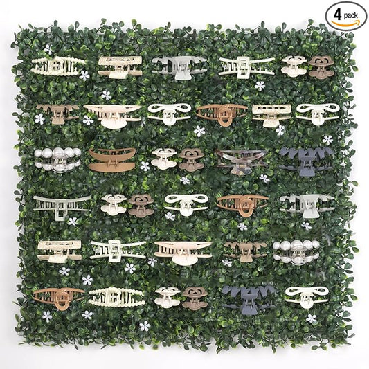 SNOWSTAR Green Grass Claw Clip Organizer Holder,Claw Clip Holder and Storage Decoration,20*20 inch Hair Clip Organizer Grass Greenery Stand for Women and Girl,Hair Clips Decor Display for Wall Green