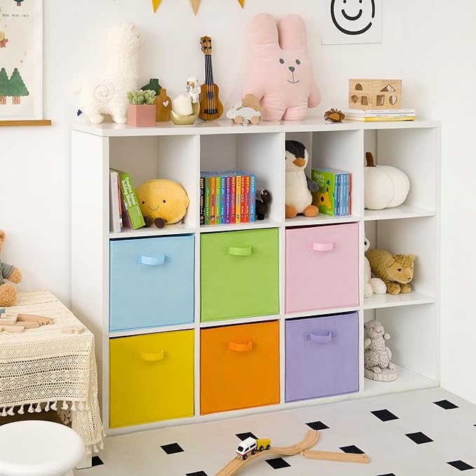 GRANNY SAYS 13 Inch Cube Storage Bins, Colorful Cube Storage Organizer, Fabric Storage Bins, Storage Cubes for Shelves, Closet, Toy Storage Bins for Kids Room, Play Room, Colour, 6-Pack