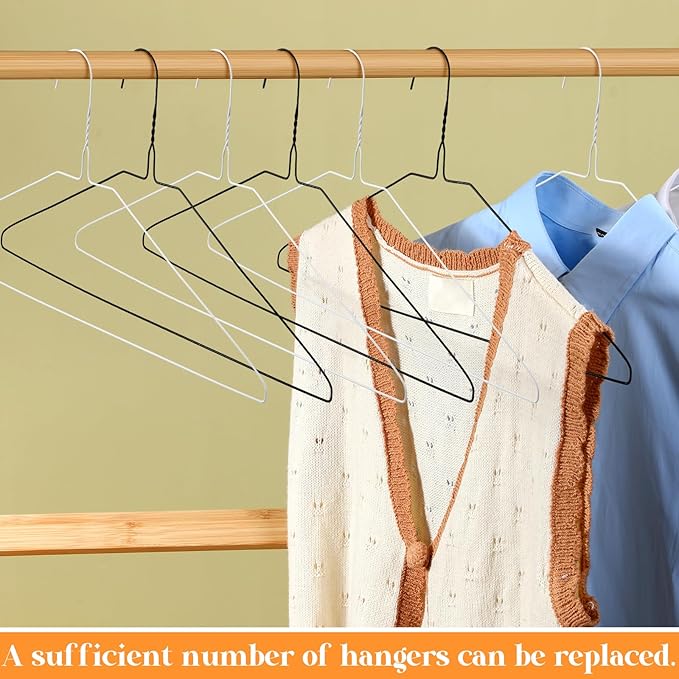 Yuntau 120 Pcs Wire Hangers Bulk 17.7" Dry Cleaner Hangers, Suit Holders for Home Caped Clothing (Black and White)