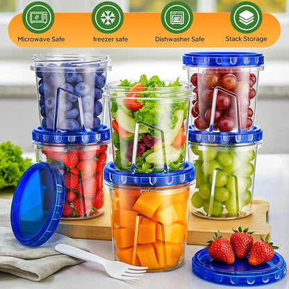 Freezer Storage Containers, [6 Pack-24 Oz] Airtight Plastic Food Storage Containers with Twist Top Lids, Soup, Meal Prep Containers | BPA Free | Stackable | Leakproof | Microwave/Dishwasher Safe
