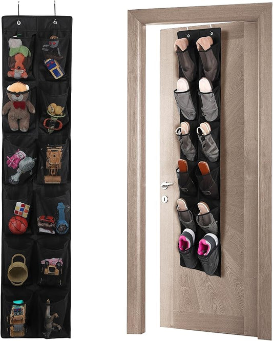 GOMAJI 12 Large Pockets Over The Door Hanging Shoe Organizer, Black