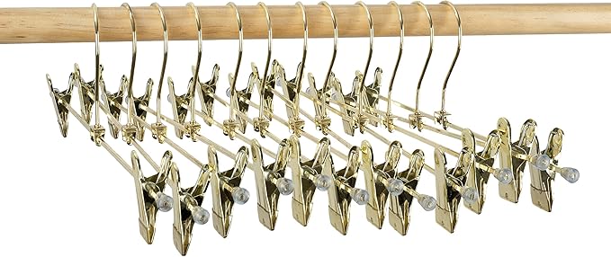 30Pack KOOBAY 13.7" Gold Metal Heavy Duty Clips Pants Hangers Trousers with Swivel Hook