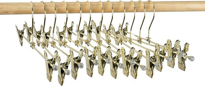 30Pack KOOBAY 13.7" Gold Metal Heavy Duty Clips Pants Hangers Trousers with Swivel Hook