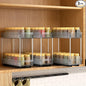 DABIGE 3 Pack Pull Out Spice Rack Organizer for Cabinet, 2 Tier Slide Out Spice Racks Organizer, Spice Cabinet Organizers, Cabinet Size Need:12'' High x 11'' Deep x 5'' Wide, Clear Acrylic