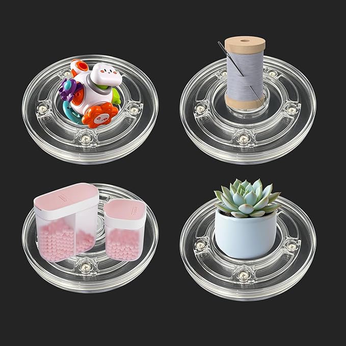6" Small Lazy Susan Turntable Organizer Revolving Display Base, Clear Acrylic Ball Bearing Rotating Tray for Spice Rack Table Cake Kitchen Pantry Decorating, 40 lb Load, 360° Smooth Rotation