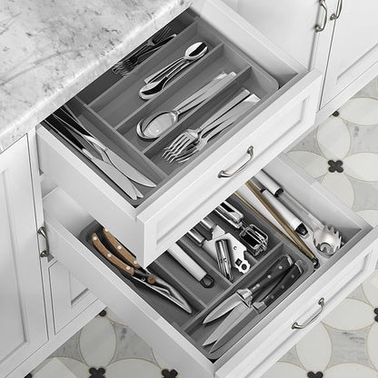 Simple Houseware 5 Compartments Kitchen Drawer Flatware, Gray