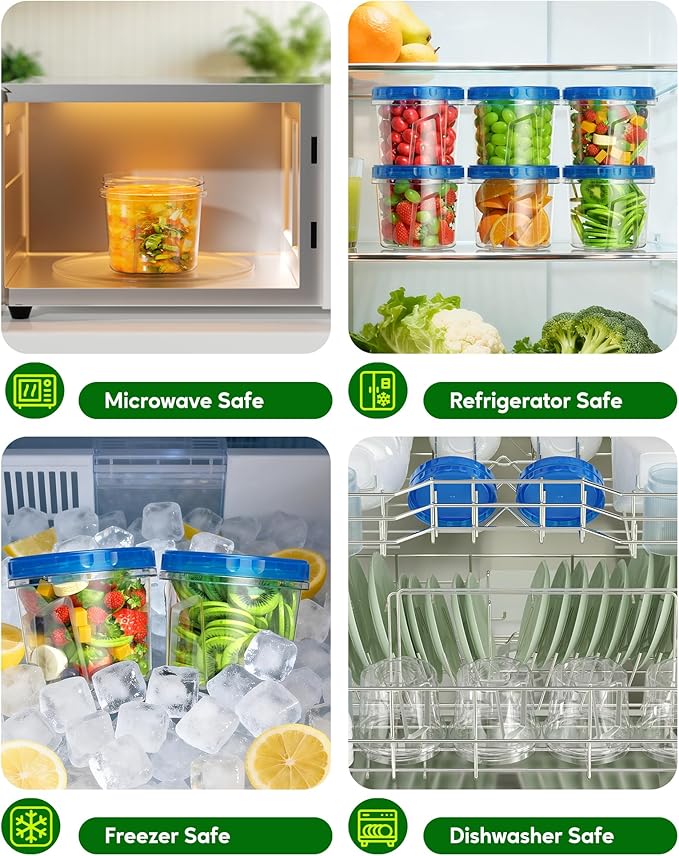 Canfanni 8 Pack-24 OZ Freezer Storage Containers, Plastic Soup Container with Lids, BPA Free Food Storage Containers with Twist Top Lids, Reusable, Microwave and Dishwasher Safe