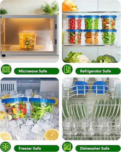Canfanni 8 Pack-24 OZ Freezer Storage Containers, Plastic Soup Container with Lids, BPA Free Food Storage Containers with Twist Top Lids, Reusable, Microwave and Dishwasher Safe