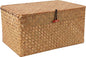 Moosky Wicker Shelf Baskets with Lid,Natural Seagrass Storage Basket Boxes Handwoven Rectangular Baskets Bins Multipurpose Home Organizer Decor (Large)