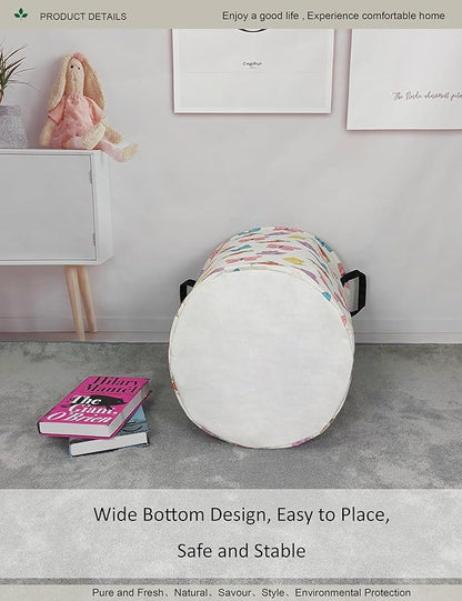 Round Waterproof Laundry Basket,Foldable Storage Basket,Laundry Hampers With Handle,Gift Basket,Suitable for Children's Room and Toy Storage (Butterfly)