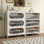 Foreate 6-Tier Entryway Shoe Storage Cabinet with 3 Flip-Up Glass Doors & Removable Shelf, 42” Metal Cabinet Shoe Rack Organizer for 18-24 Pair Shoes, Tall Freestanding Modern Shoe Cabinet-Glass Door
