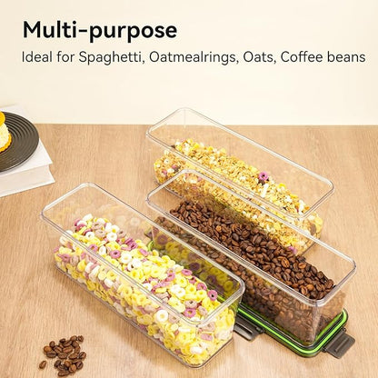 2 Pack Spaghetti Pasta Storage Container - 72oz Clear Plastic Noodle Holder with Airtight Lid Kitchen Pantry Food Storage Organizer for Rice Flour Cereal Oats Cracker Coffee Lasagna (Square*2)