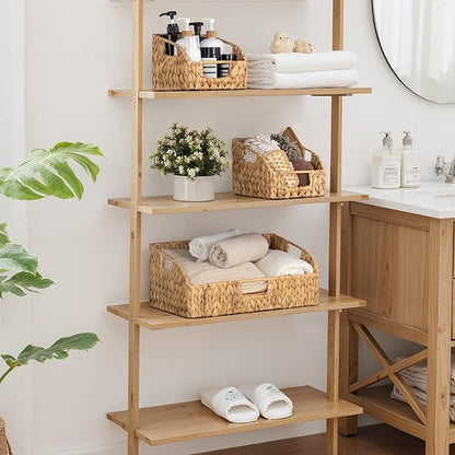 StorageWorks Water Hyacinth Pantry Storage Baskets, Wicker Baskets with Built-in Handles, Handwoven Shelf Baskets for Organizing, Pantry Organizers and Storage, 3 Pack
