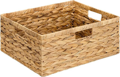 GRANNY SAYS Wicker Storage Baskets for Shelves, Extra Large Water Hyacinth Wicker Basket, Woven Baskets for Storage, Rectangular Shelf Baskets with Handles for Pantry Shelves,1-Pack