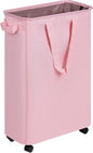 efluky Slim Laundry Hamper with Wheels, Rolling Laundry Basket for Clothes, Small Laundry Basket for Bedroom, Dorm and Laundry Room, 60L (12.7 Gallons) Pink