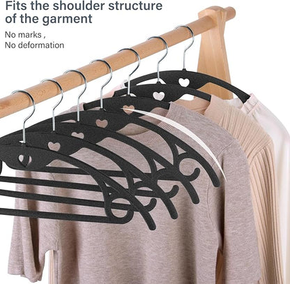 Velvet Hangers 30 Pack: Felt Clothes Hangers Heavy Duty Shirt Sweater Hangers No Shoulder Bump Non Slip Slim Thin Coat Hangers for Closet - Black/18 XL