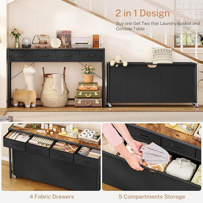 Laundry Sorter, Rolling Laundry Hamper with 5 Section Pul-Out Bags, Laundry Basket Organizer with 4 Drawers, Laundry Hamper with Wheels for Laundry Room Organization, Bathroom, Bedroom