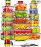 50 Piece Food Storage Containers with Lids(25 Containers & 25 Lids), BPA-Free Plastic Food Containers for Kitchen Storage and Organization, Leak Proof Meal Prep Container, Includes Labels & Pen