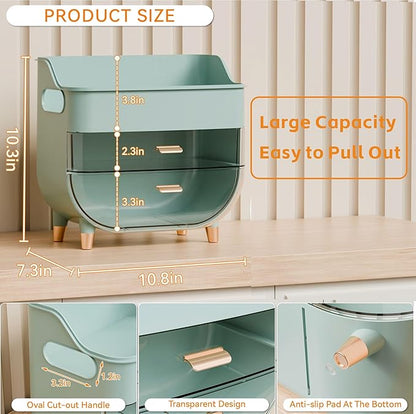 Yieach Green Make up Organizers for Counter,Vanity and Dresser,Bathroom Makeup Organizer Countertop,Large Makeup Storage Organizer for Hair Tool,Beauty Products,Skin Care and Cosmetic Display Cases