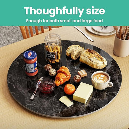 ZL ZELing 31.5" Lazy Susan Turntable – 360° Sinteredstone Silent Anti-Slip Turntable, Table Top Centerpiece for Kitchen, Pantry, Spice Rack, Refrigerator & Dining Table, Glossy Black