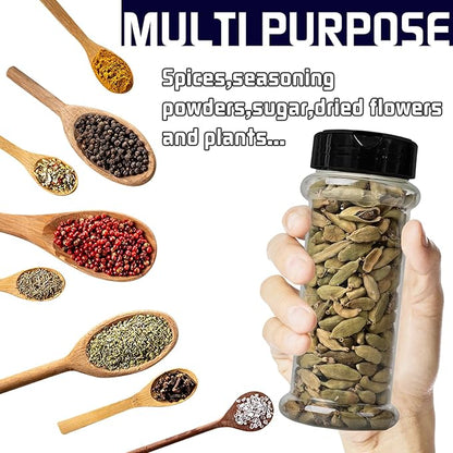 8 Pack 5.5 Oz Plastic Round Spice Bottles with Black Shaker Lids,Reusable Seasoning Containers Jars,Clear Plastic Bottle Containers with Shaker Lids for Powders,Spice,Herbs,Glitters