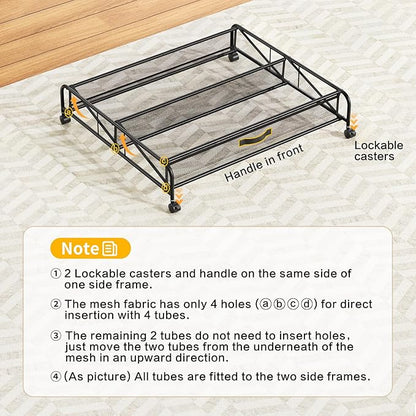 Under Bed Shoe Storage Organizer, 2 Pack Under Bed Storage Containers with Wheels for Under Bed Shoe Organizer Drawer Space Saving for bedroom