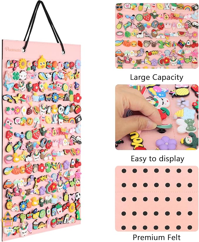 PACMAXI Shoe Charms Organizer, Hanging Shoe Charm Holder with 187 Holes, Portable Shoe Decoration Shoe Charms Display Stand, Wall Mounted Display Holder for Shoe Charms(Shoe Charms Not Included)