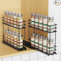 Mystozer Pull Out Spice Rack Organizer for Cabinet, Slide Out Spice Racks, Easy to Install Spice Cabinet Organizers, 5.2" Wx10.43 Dx8.26 H, 2 Packs 2 Tiers(Black)