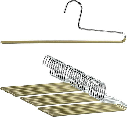 Mawa by Reston Lloyd Non-Slip Space Saving Clothes Hanger with Single Rod for Pants, Style KH/1, Set of 30, Gold