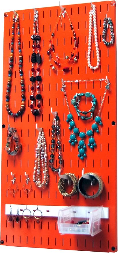 Wall Control Jewelry Organizer Wall Hanging Jewelry Holder Kit Wall Mounted Necklace Organizer Kit in Orange
