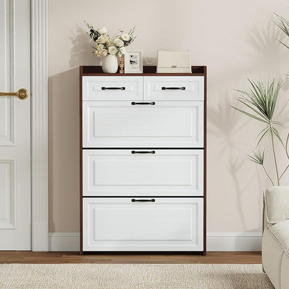 VERYKE Shoe Storage Cabinet for Entryway with 3 Flip Drawers and 2 Top Drawers,Large Shoe Rack Organizer Cabinet for Closet,Hallway
