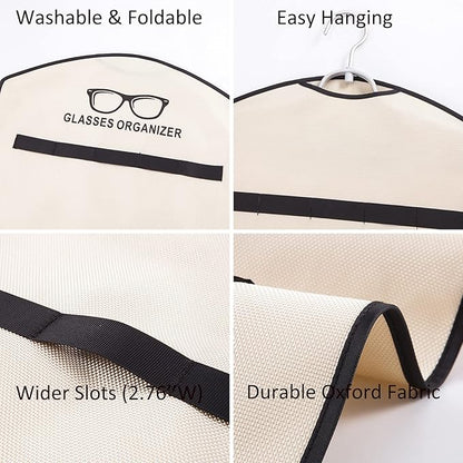 TRIUMPH VISION Hanging Sunglasses Organizers Eyeglasses Holder Stand, 40 Slots Eyeglass Case Eyewear Wall Organizer Multiple Eyeglasses Storage Sunglass Wall Mount Glasses Case Foldable Travel