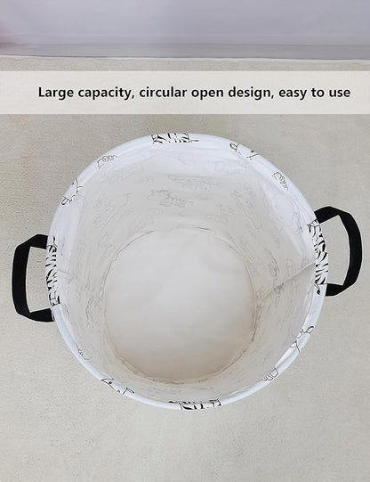 QUEENLALA Large Storage Basket,Laundry Hamper/Bathroom/Home Decor/Collapsible Round Storage Bin,Boys and Girls Hamper/Boxes/Clothing(Round-Zoo)