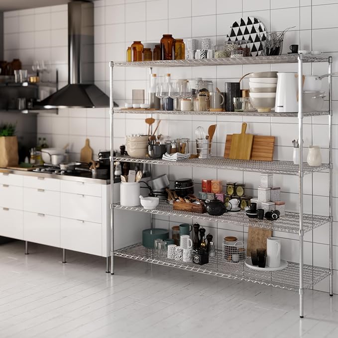 24" Deep x 72" Wide x 74" Height Wire Shelving Kit | 5-Tier | NSF Commercial Storage Rack Unit