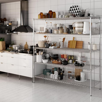 24" Deep x 72" Wide x 74" Height Wire Shelving Kit | 5-Tier | NSF Commercial Storage Rack Unit