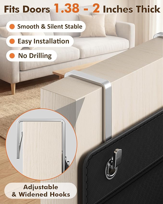20-30 Pairs Over the Door Shoe Organizer, 10 Tiers Shoe Rack for Door, Hanging Shoe Organizer Storage for Closet, Bedroom, Bathroom with Wider & Deeper Pockets, Black