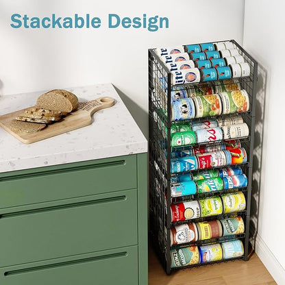 Sbanmao 2-Pack Stackable Can Organizer for Pantry, Adjustable Can Holder Rack for Canned Food Soda Drink Goods Storage up to 36 Cans Storage, 2 Tier, Black