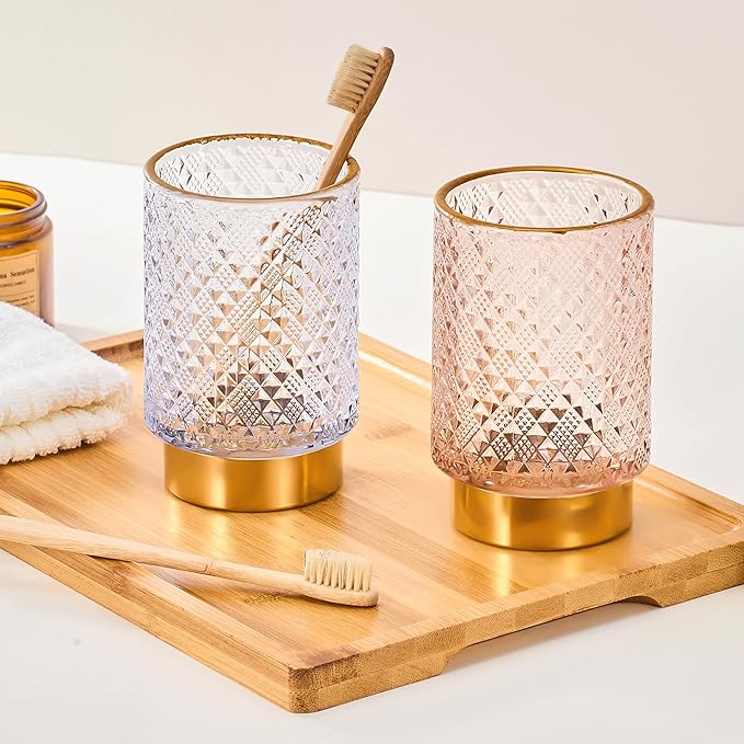 Makeup Brush Holder Organizer,Toothbrush Holders,Desk Pen Pencil Holder,Multifunctional Vintage Glass Brush Cup（A45-9-US）