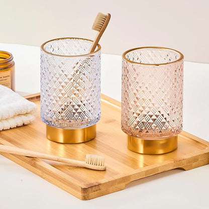 Makeup Brush Holder Organizer,Toothbrush Holders,Desk Pen Pencil Holder,Multifunctional Vintage Glass Brush Cup（A45-9-US）