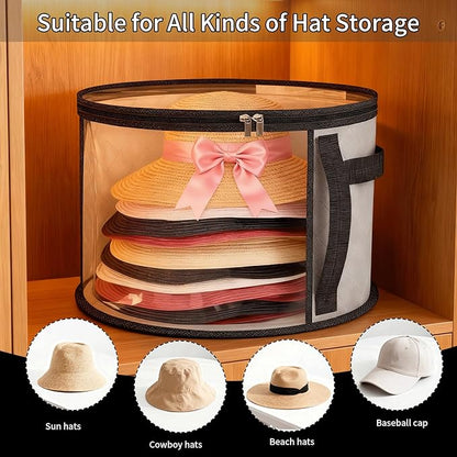 4-Piece Hat Storage Box, a Large-Capacity, Foldable, Transparent and Multi-Functional Organizer With Handle, Suitable for Storing Cowboy Hats, Top Woolen Hats Baseball Caps